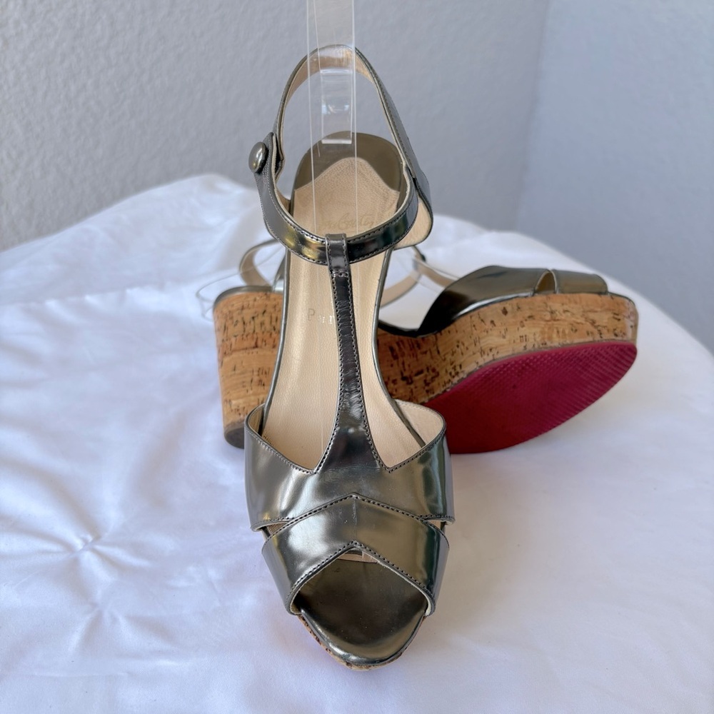 Christian Louboutin Silver Wedges with Red Sole